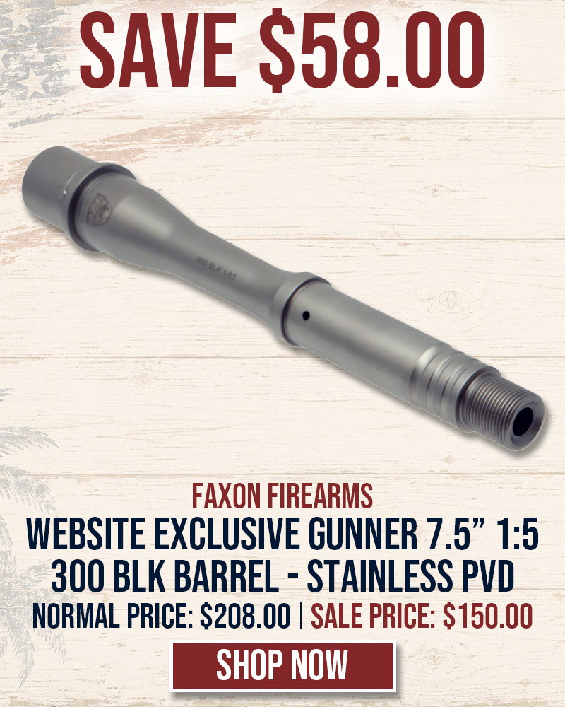 SAVE $58 ON WEBSITE EXCLUSIVE: Limited Edition Match Series Gunner Profile 7.5 Pistol-Length 300 BLK AR15 Barrel - SS PVD
