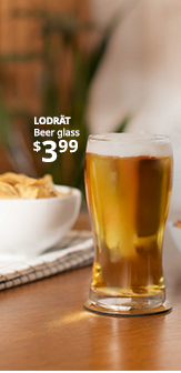 LODRÄT Beer glass, clear glass, 17 oz