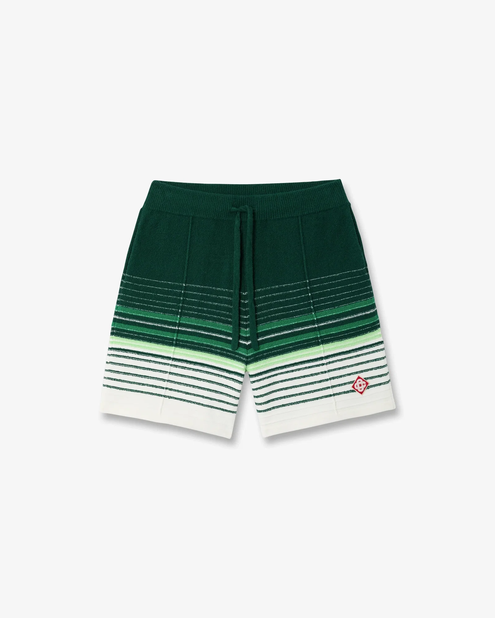 Image of White & Green Boucle Stripe Shorts