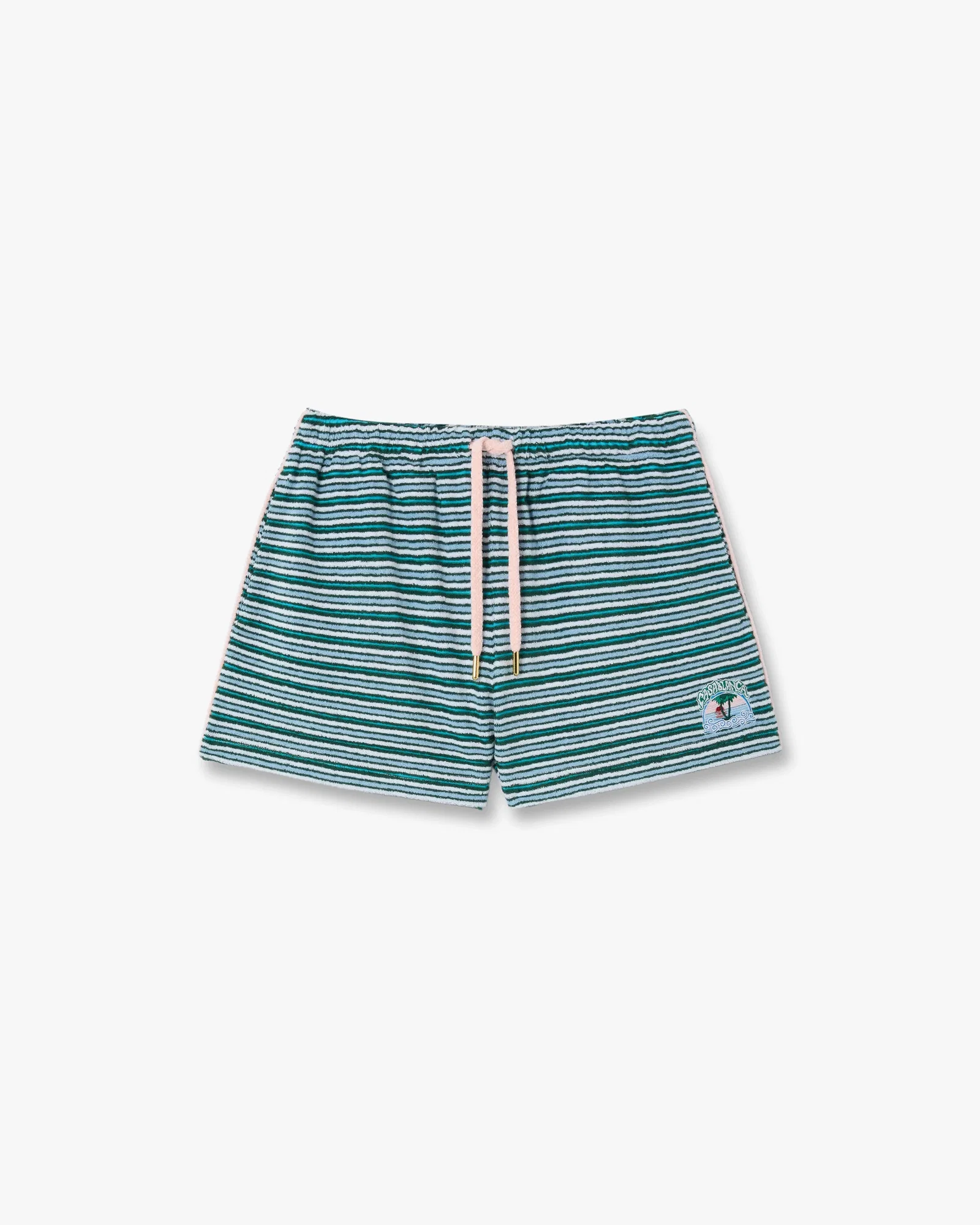 Image of Teal Striped Towelling Shorts