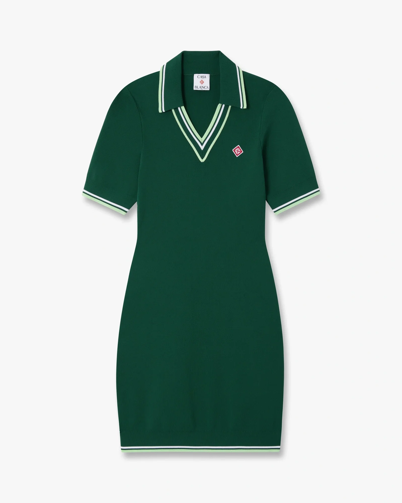 Image of Green V-Neck Polo Mini Dress