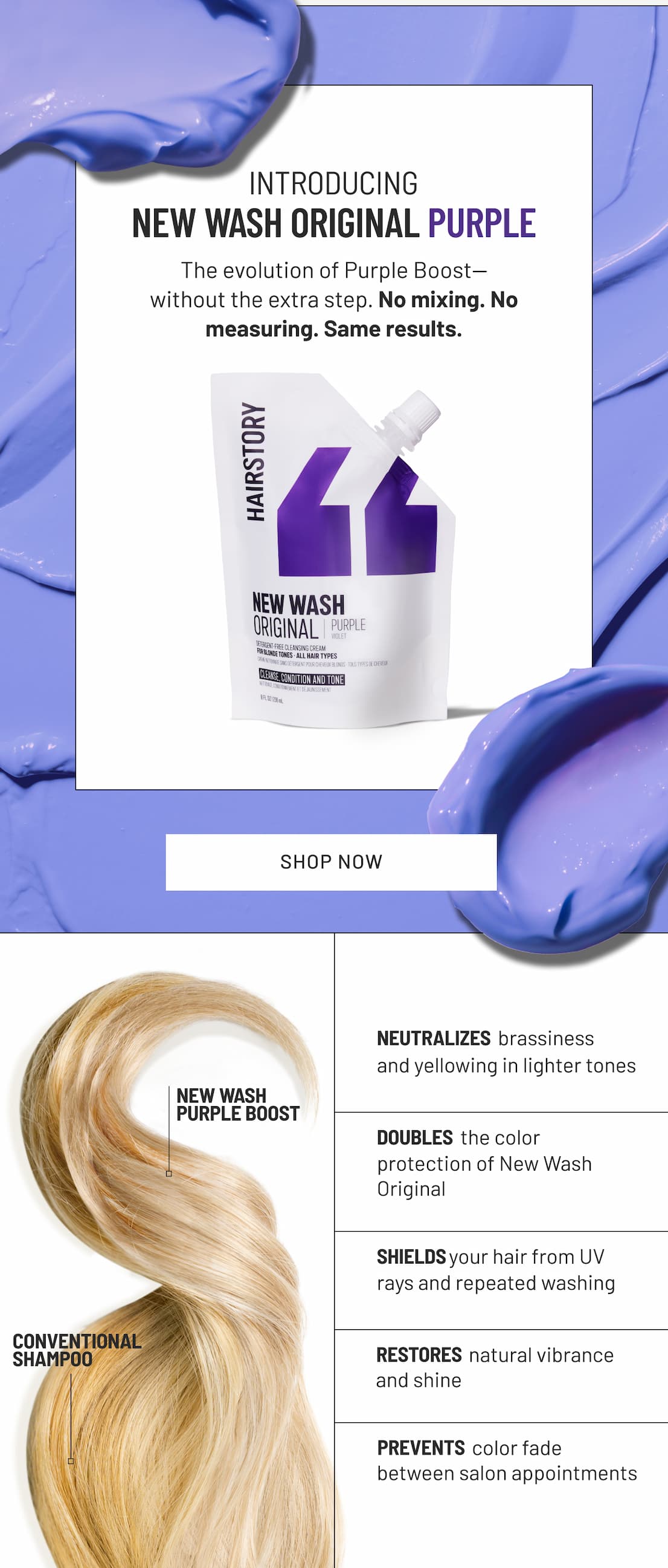 Introducing New Wash Original Purple! The evolution of Purple Boost - without the extra step. No mixing, no measuring. Same results. 