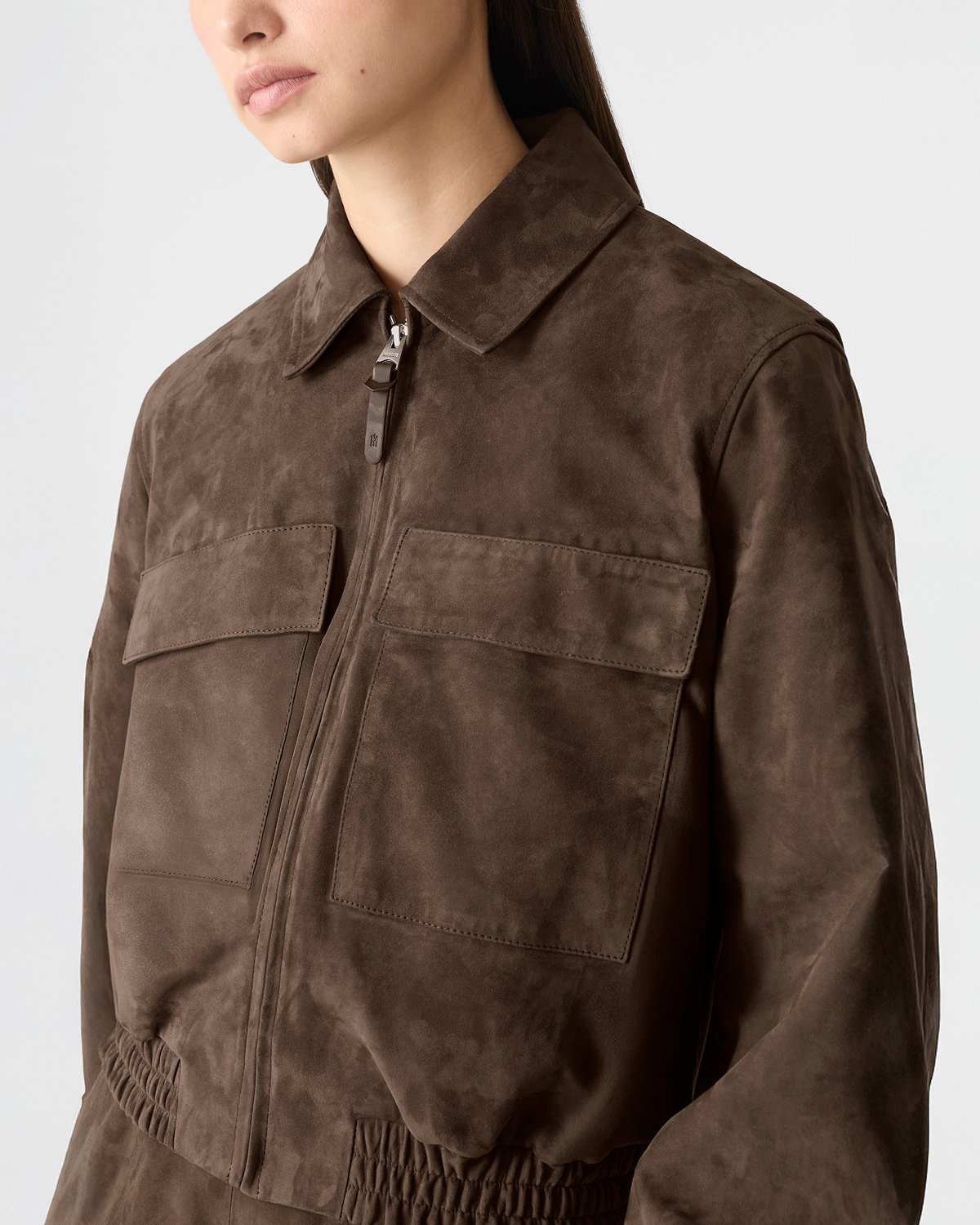 SENKA-SU Patch Pocket Suede Jacket for Women