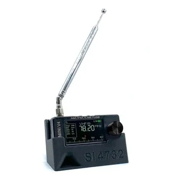 AMNVOLT V4 ATS Mini SI4732 Radio + Bracket 3D Printed Stand ALL Band DSP Radio FM AM SSB LSB USB Receiver built-in Hi-Z Headphone Amplifier Circuit with Dual Antenna
