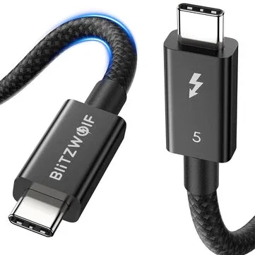 BlitzWolf® BW-HDC8 Thunderbolt5 Cable 240W Fast Charging up to 120Gbps Bandwidth for 16K Dual 8K/6K Compatible for Thunderbolt 5/4/3, USB4, NVME SSD, MacBook M4 Pro, Dock, eGPU