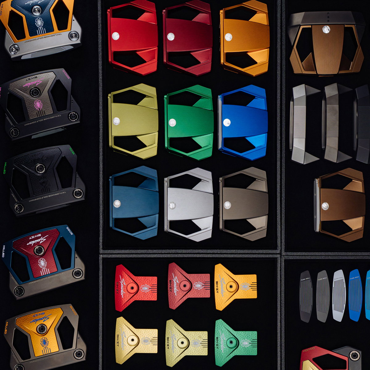A bunch of MySpider ZT components on a black background