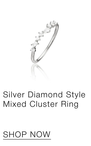 Silver Diamond Style Mixed Cluster Ring