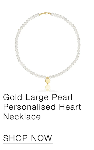 Gold Large Pearl Personalised Heart Necklace