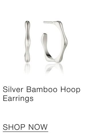 Silver Bamboo Hoop Earrings
