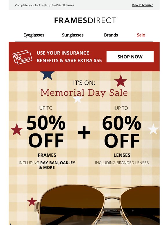 Memorial Day Sale starts now: up to 50% off frames