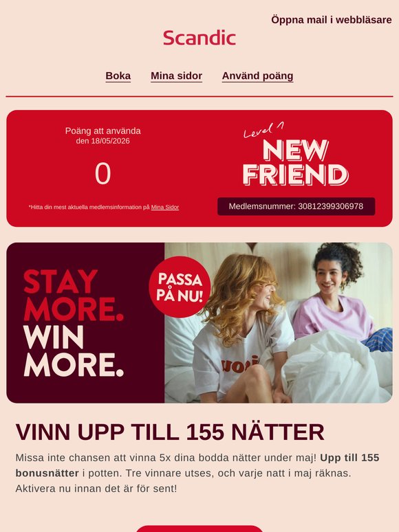 ⏰Sista chansen! Bo i maj – vinn 5x nätter
