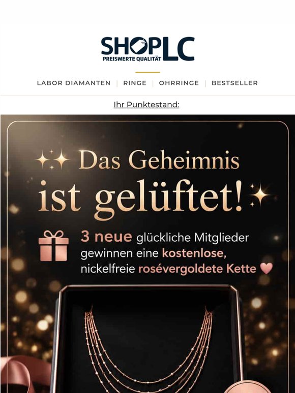 Liebe Kundin, 🎀 Exklusiv für Mitglieder: Kostenlose rosévergoldete Kette