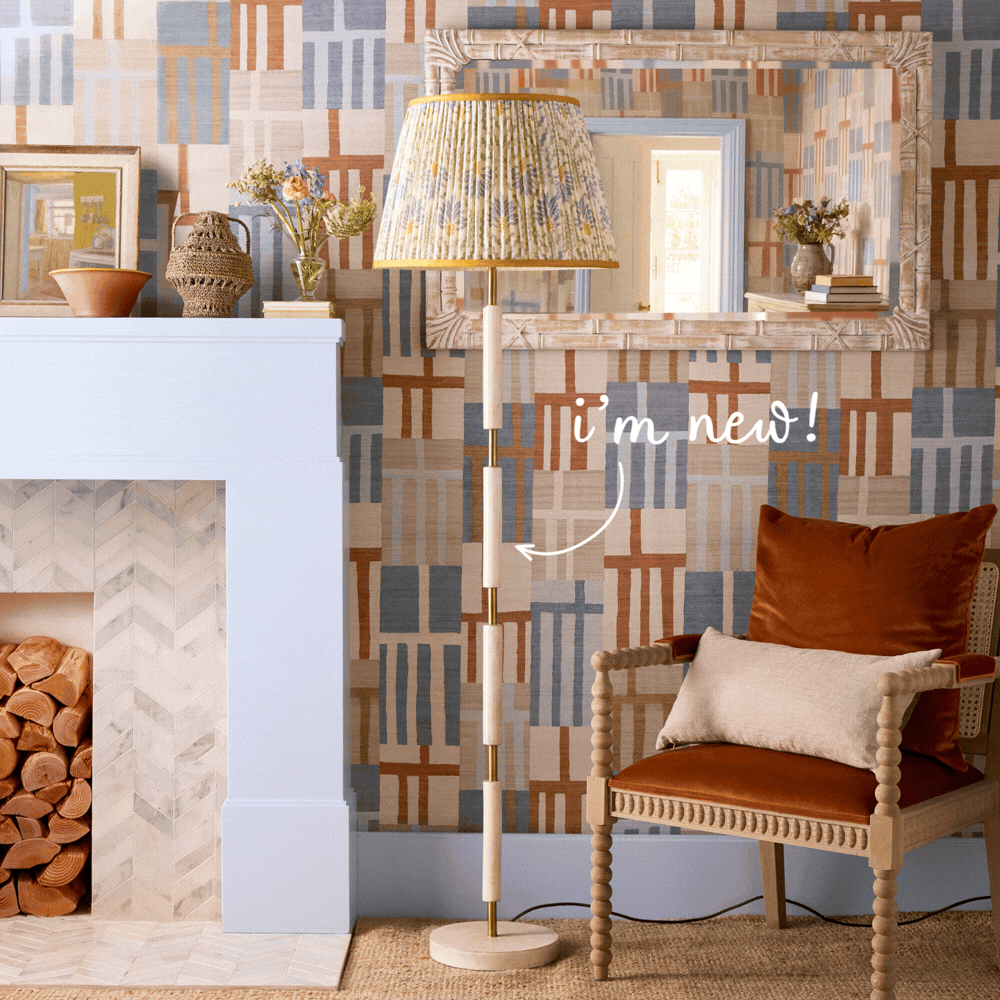 skellig floor lamp in cream and brass