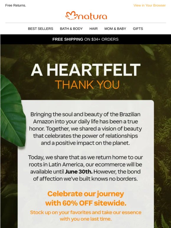 A heartfelt message from Natura 🙏✨