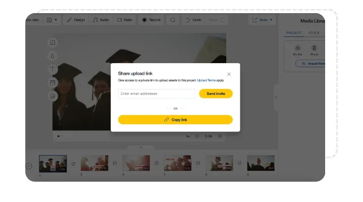 GIF showing the Company Appreciation Template invite links being sent to another user