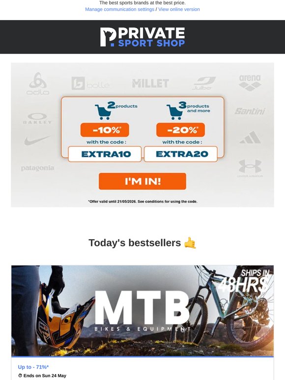 MTB: bikes & equipment up to -71% off | Mizuno Running, Oakley, CALVIN KLEIN & TOMMY HILFIGER, Everything for hunting...