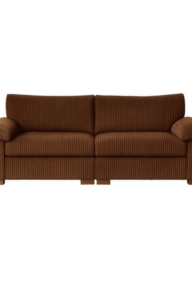 Amalfi 3 Seater Split Sofa Soft Fabric in Brown