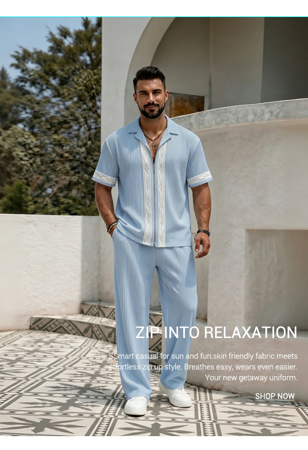 resort-casual-lace-patchwork-shirt-pants-set