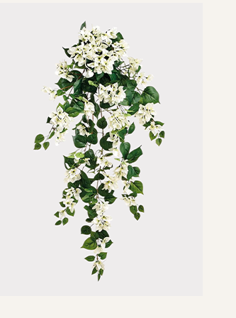 UV Treated Indoor/Outdoor Cream Fake Bougainvillea Hanging Bush