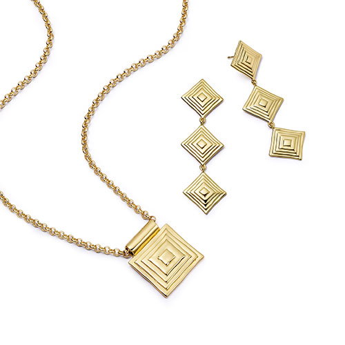 Strata Triple Drop Earrings & Necklace Set