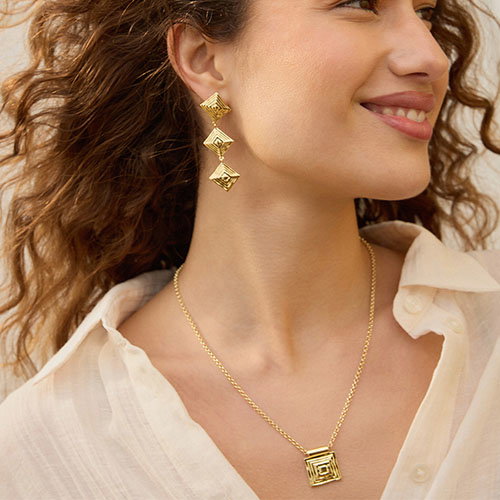 Strata Triple Drop Earrings & Necklace Set