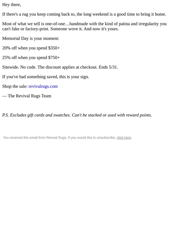 Memorial Day Sale: up to 25% off
