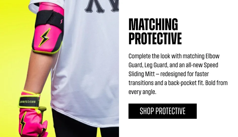 Complete the look with matching Elbow Guard, Leg Guard, and an all-new Speed Sliding Mitt — redesigned for faster transitions and a back-pocket fit. Bold from every angle.