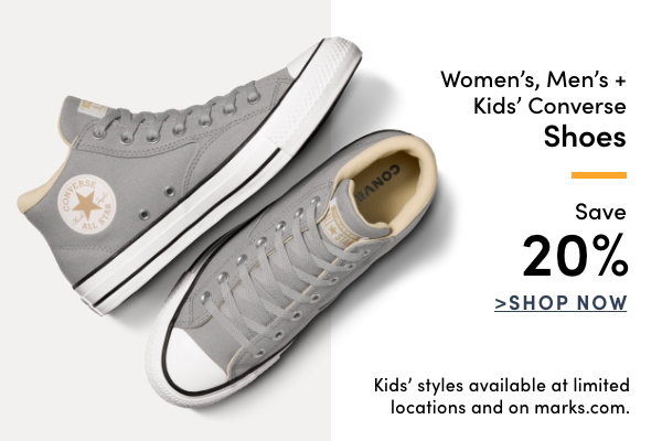 Women's, Men's + Kids' Converse Shoes Save 20%
