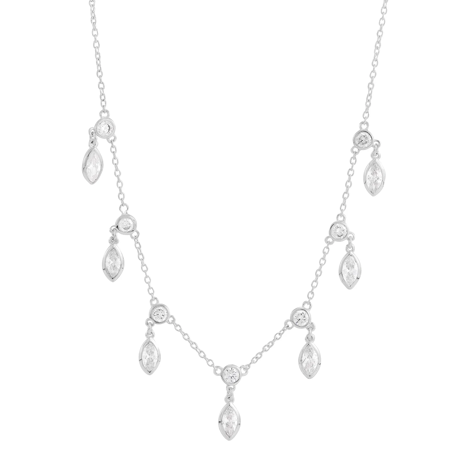 Echoes Necklace, White Cubic Zirconia