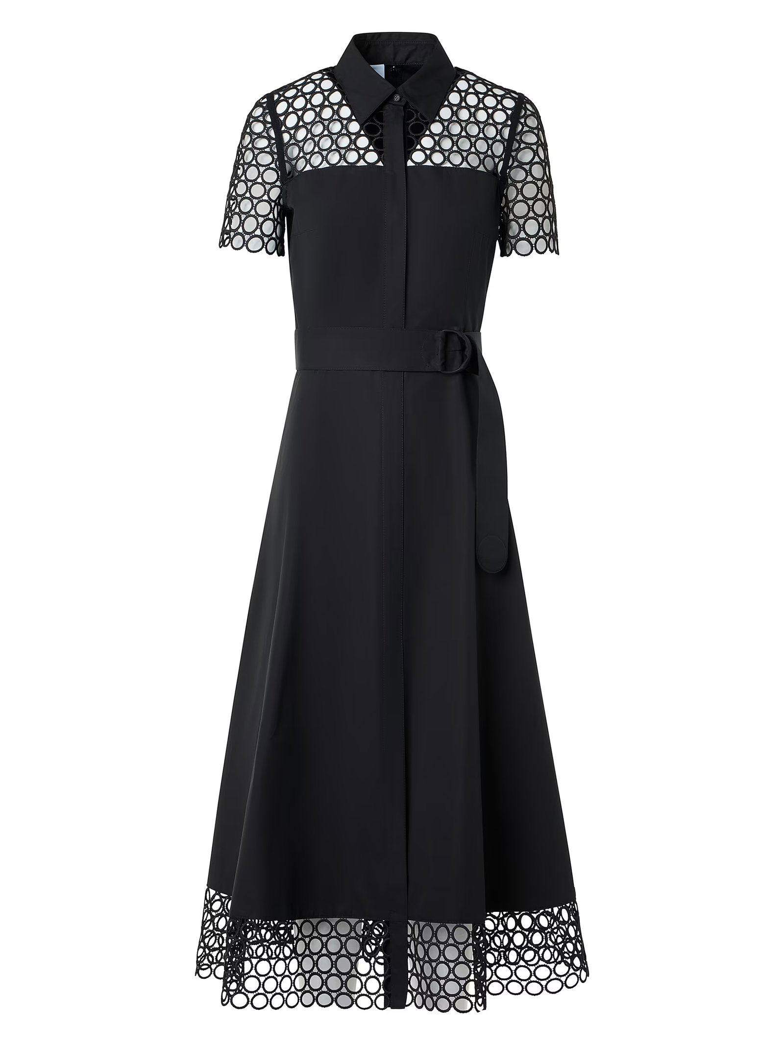 Akris Punto Eyelet Cotton Poplin Midi-Shirtdress