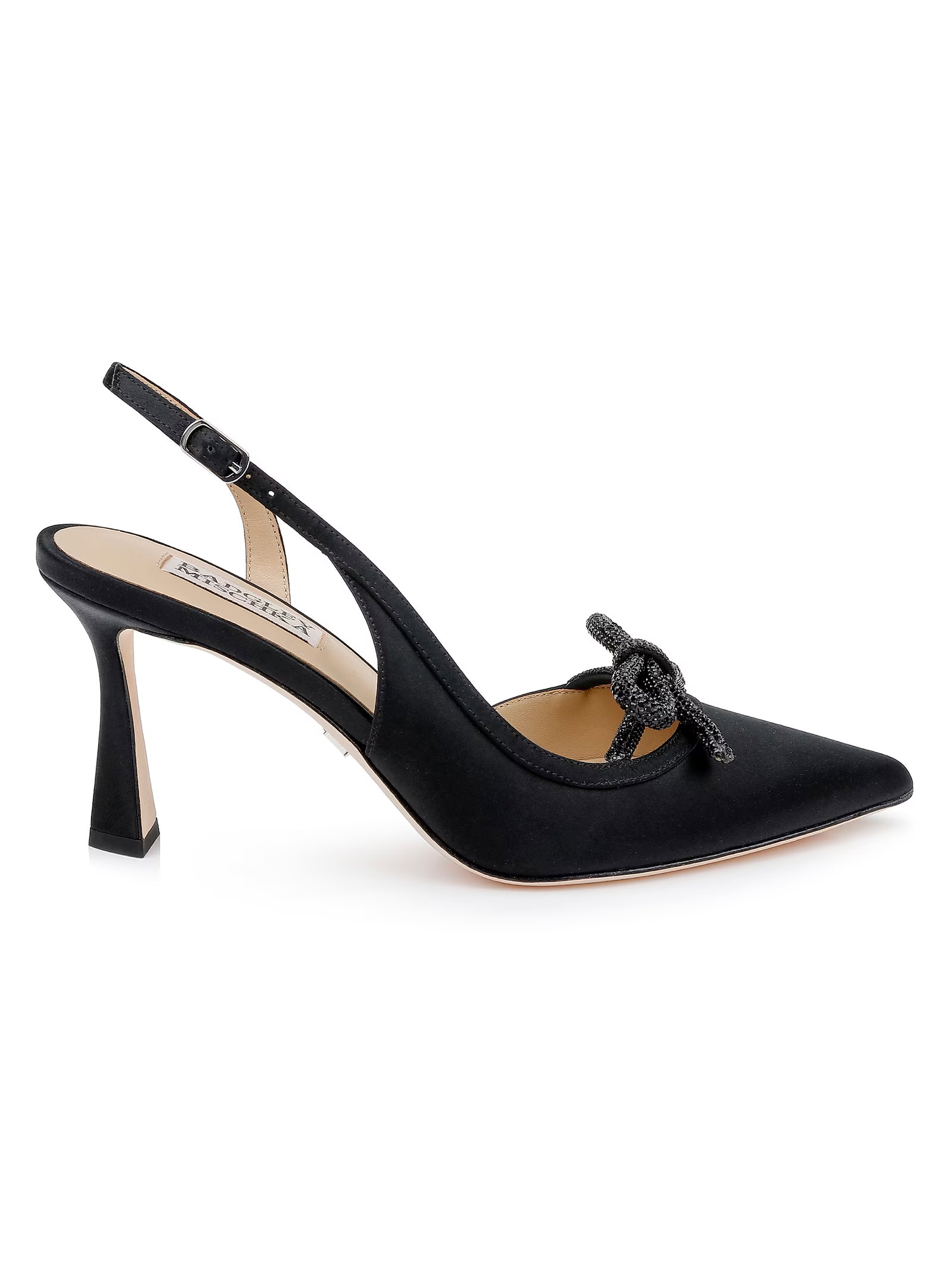 Badgley Mischka Georgie 80MM Embellished Satin Slingback Pumps