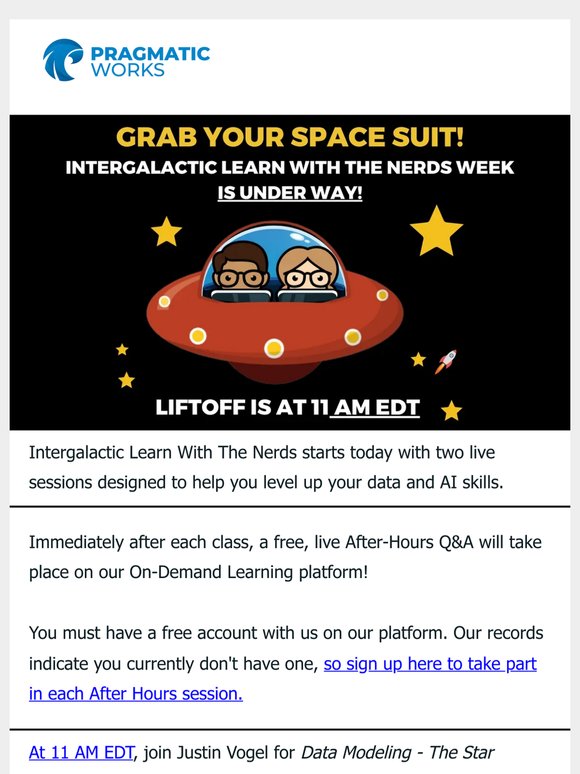 🚀1 Hour Until Blastoff: Intergalactic Learn With The Nerds Week Is Here