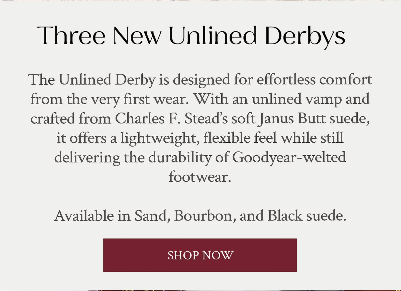 New Unlined Derby