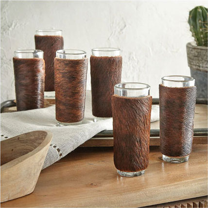 Cowhide Luxe Shot Glasses - Set of 6
