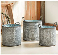 Abilene Galvanized Buckets - Set of 3