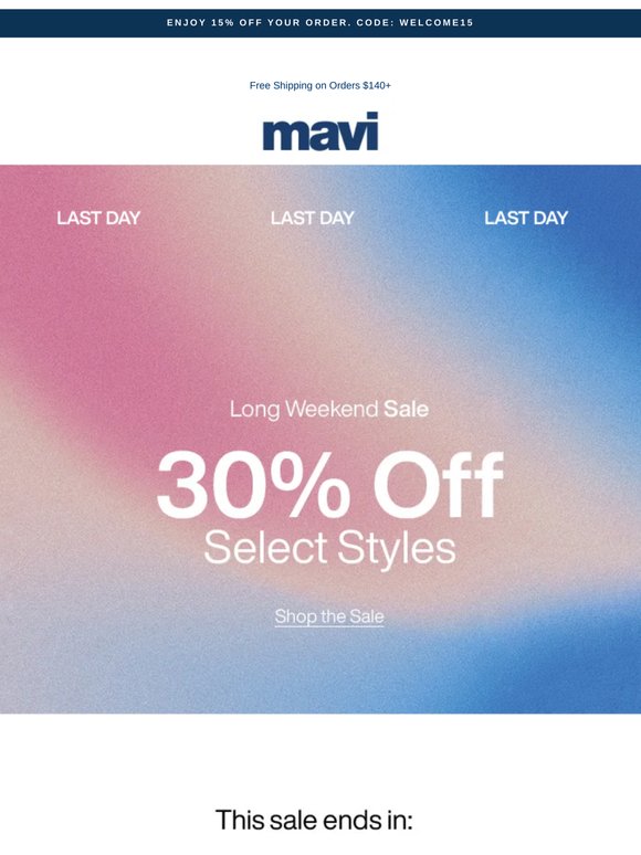 Final Day: 30% Off Styles