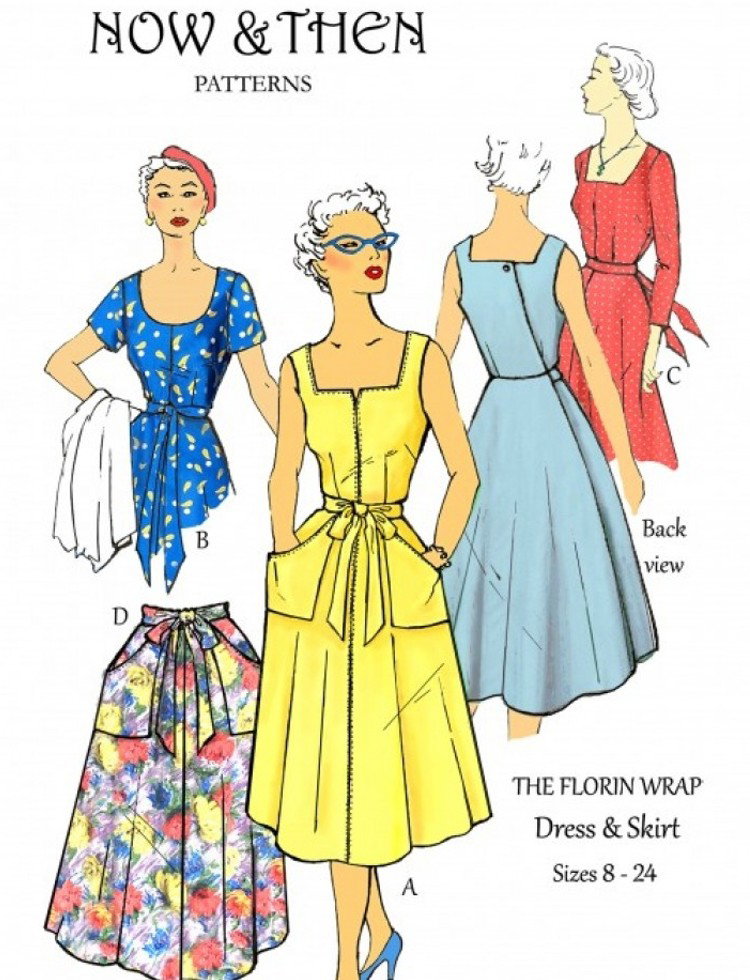 Now and Then Patterns Paper Sewing Pattern The Florin Wrap Dress & Skirt