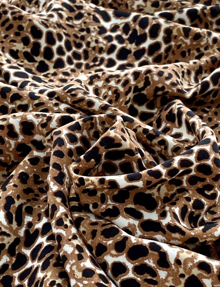 Deadstock Viscose Challis Fabric Brown