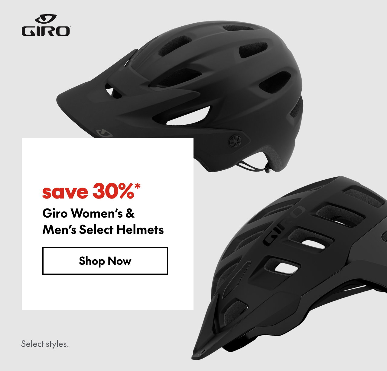 Giro Women's & Men's Select Helmets. Save 30%