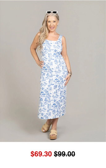 Sleeveless Square Neck Pull-On Midi Dress