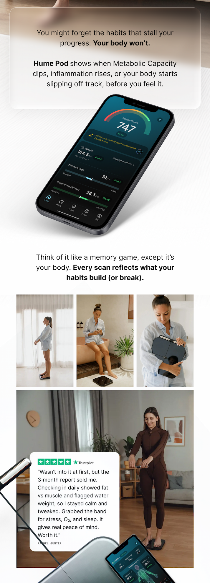 Think of it like a memory game - except it’s your body. Every scan reflects what your habits build (or break).
