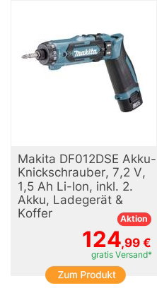 Makita DF012DSE AkkuKnickschrauber 72V 15Ah LiIon inkl 2 Akku inkl Ladegert inkl Koffer