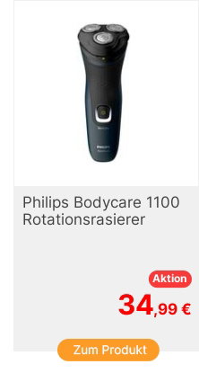 Philips Bodycare 1100 S112141 Rotationsrasierer Schwarz