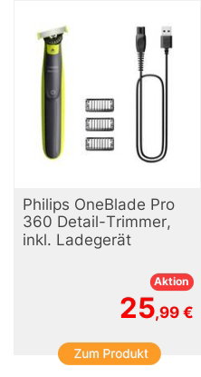 Philips OneBlade Pro 360 QP272423 DetailTrimmer Schwarz