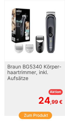Braun BG5340 Krperhaartrimmer Schwarz Silber