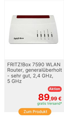 Fritz FRITZBox 7590 WLAN Router mit Modem generalberholt sehr gut Integriertes Modem VDSL ADSL 24GHz 5GHz 2533MBits
