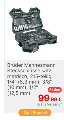 Brder Mannesmann Steckschlsselsatz metrisch 14 63 mm 38 10 mm 12 125 mm 215teilig M98430