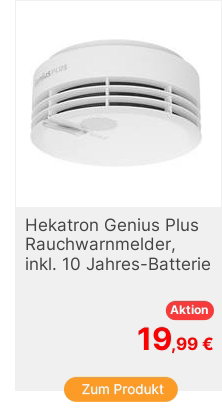 Hekatron Genius Plus Rauchwarnmelder inkl 10 JahresBatterie batteriebetrieben  x H 104mm x 48mm