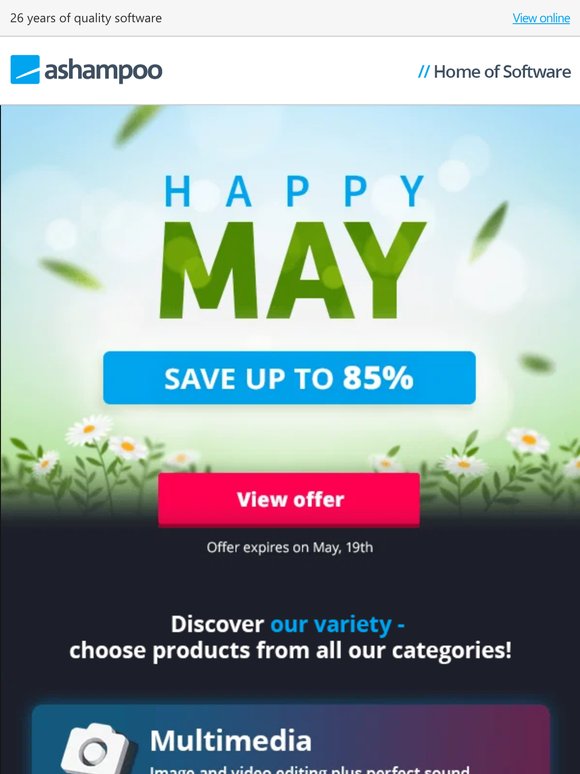 Only a few hours left: Save up to 85% - Spectacular discounts on Ashampoo software