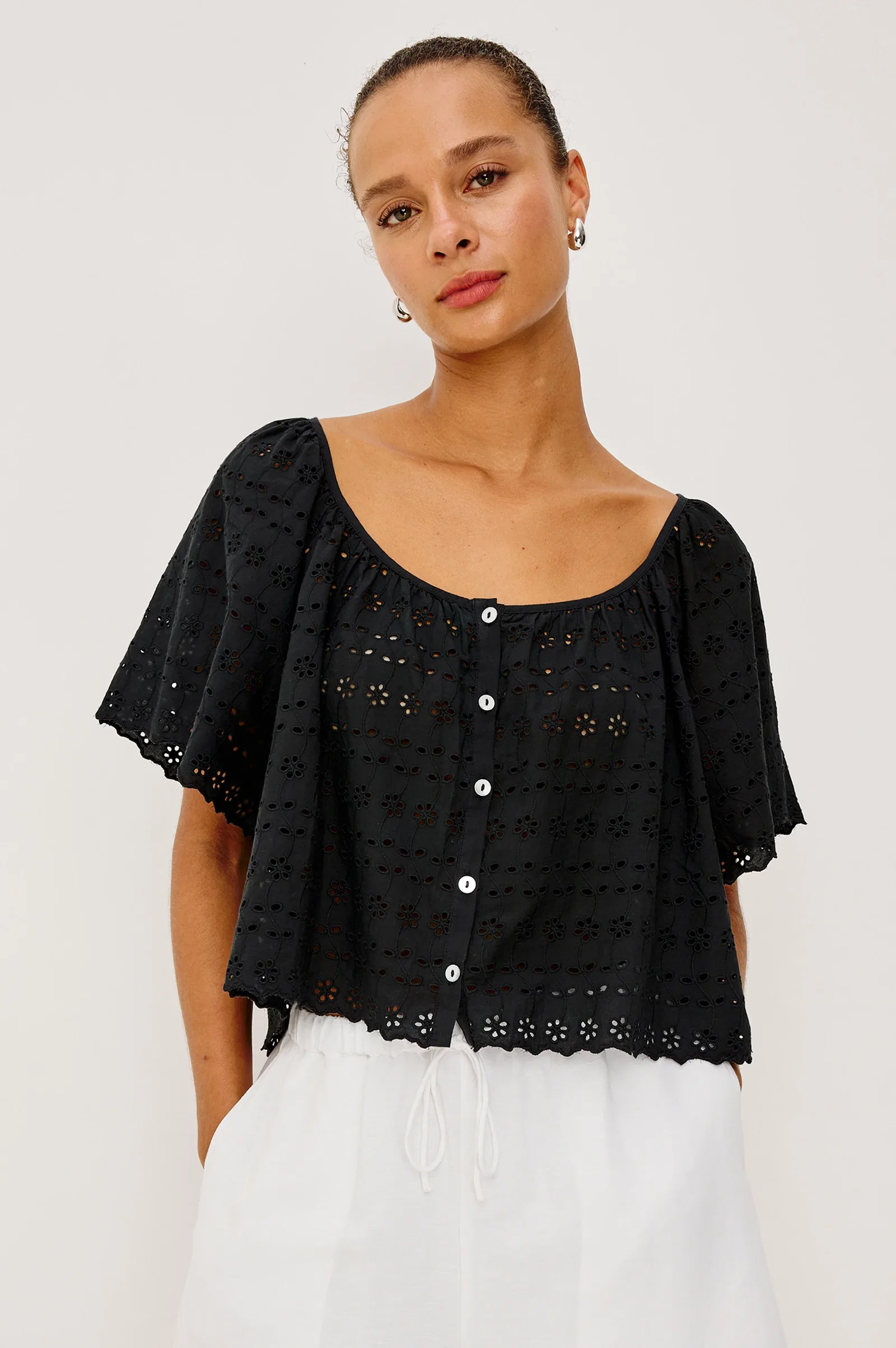 Image of MILLER SHIRT - BLACK EYELET